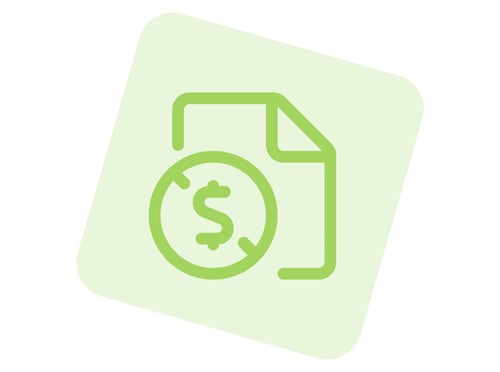 Document with money sign in green. Document with money sign in green.
